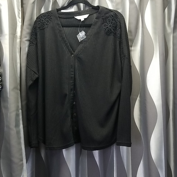 DAVI & DANI Cozy Thermal waffle knit tie top - Picture 1 of 5